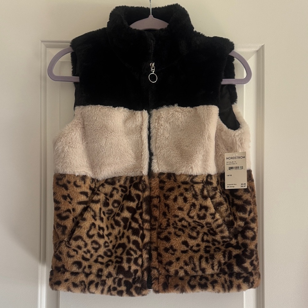 Girl’s Leopard Print Faux Fur Vest